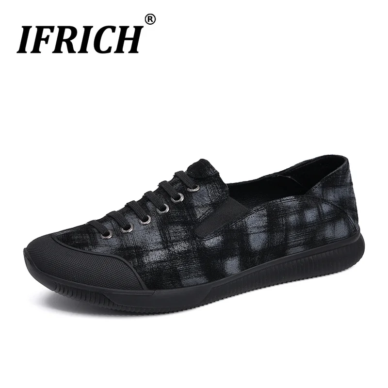 

Popular 2019 Men Flats Sneakers Top Quality Casual Adult Footwear Designer Sneakers For Mens Gray Flats Slip On Leather Shoes