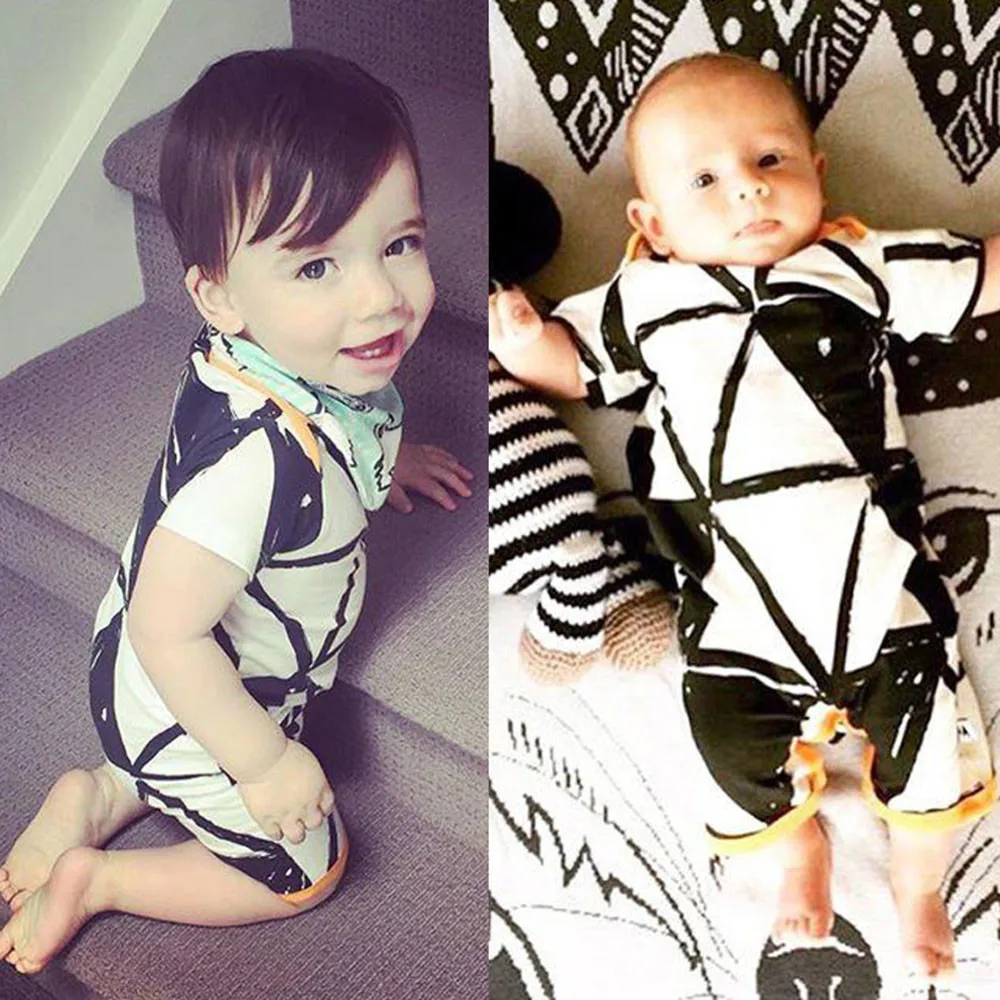 

Newborn Toddler Romper Baby Girls Boys Summer Short Sleeve Geometry Print Romper Jumpsuit Outfits Playsuit Baby Clothes T9#