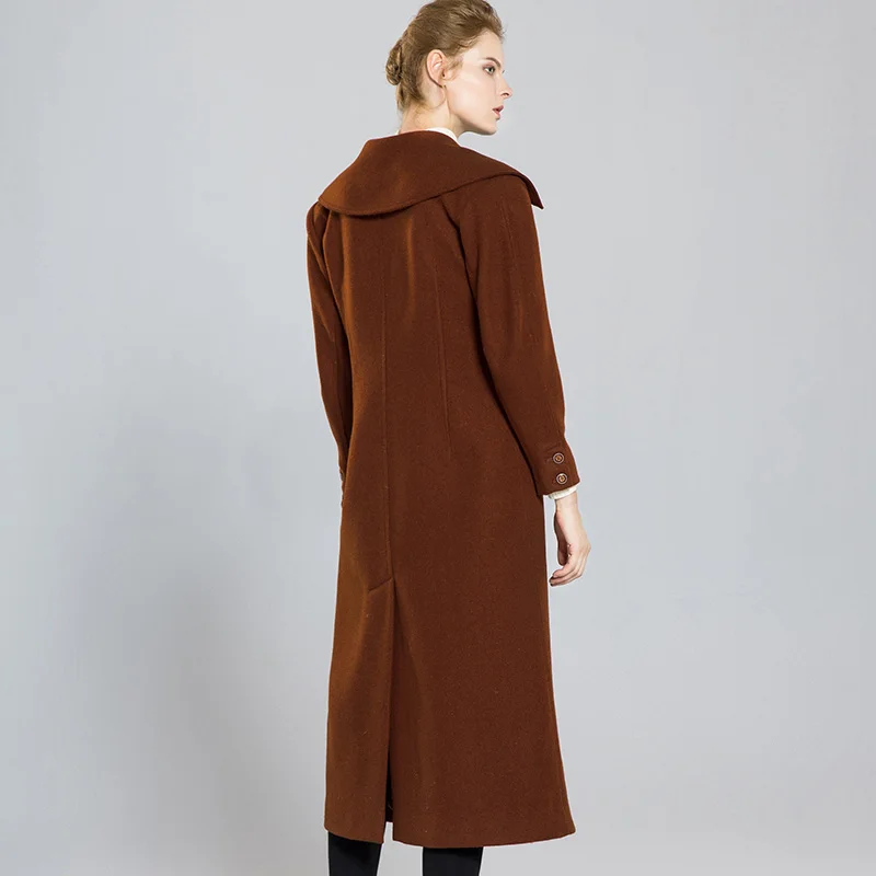 Turn Mélanges Casual Haute Double Caramel Manteaux Parkas Manteau Large 2017 Pokwai Breasted Laine À Taille Collar Femmes Qualité Longues down wOXkPZiTu