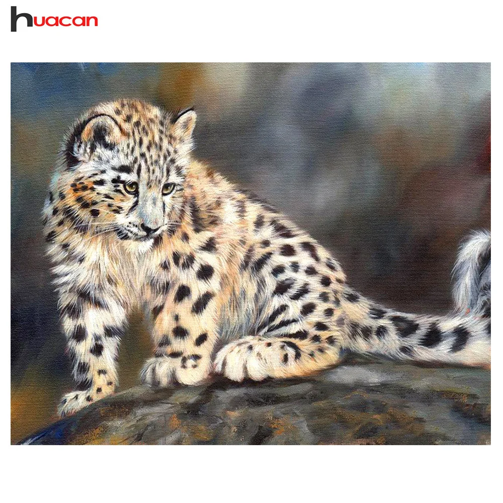 

HUACAN DIY Leopard Diamond Mosaic Painting Kits Needlework Full Square Animals Series Diamond Painting Cross Stitch Home Decor