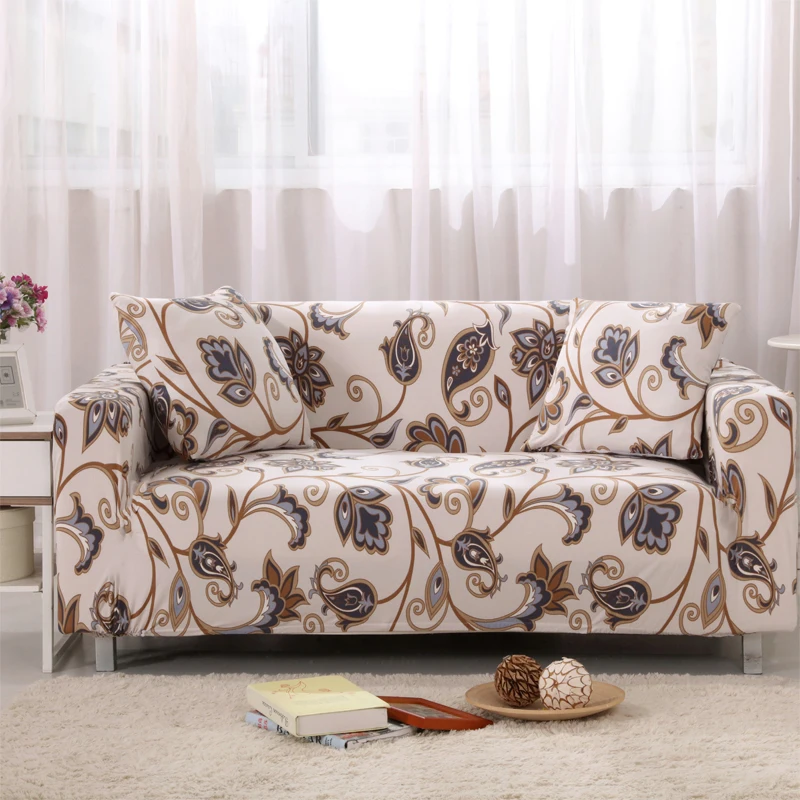 Sofa Covers Elastic Spandex Printed Sofa Covers Beige Flowers Polyester
