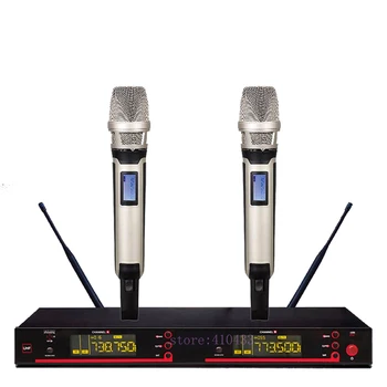 

SKM 9000 5200 style UHF band frequency adjustable dual handheld vocal karaoke wireless microphone system