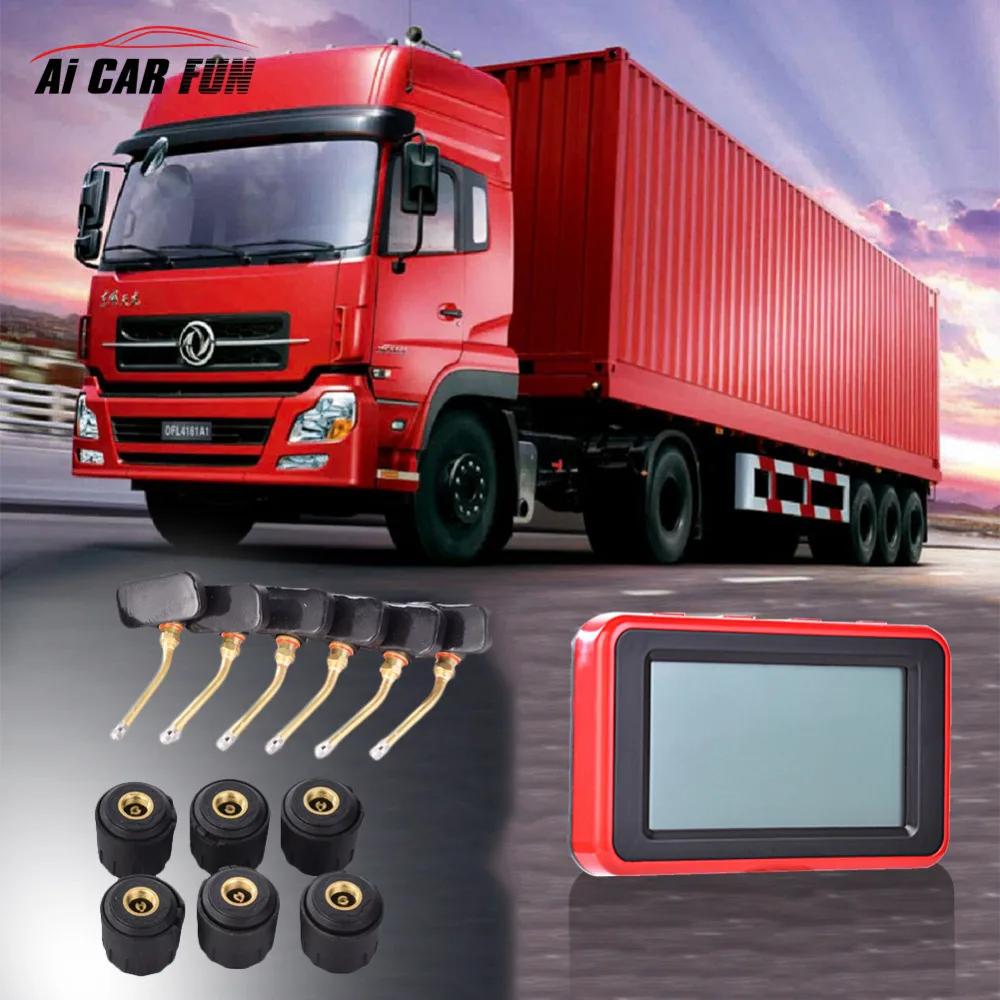 

Super LCD TP900 Universal Car TRUCK TPMS Tire Pressure Monitoring System for 6 Wheels Bus Van with 6 External/Internal Sensors