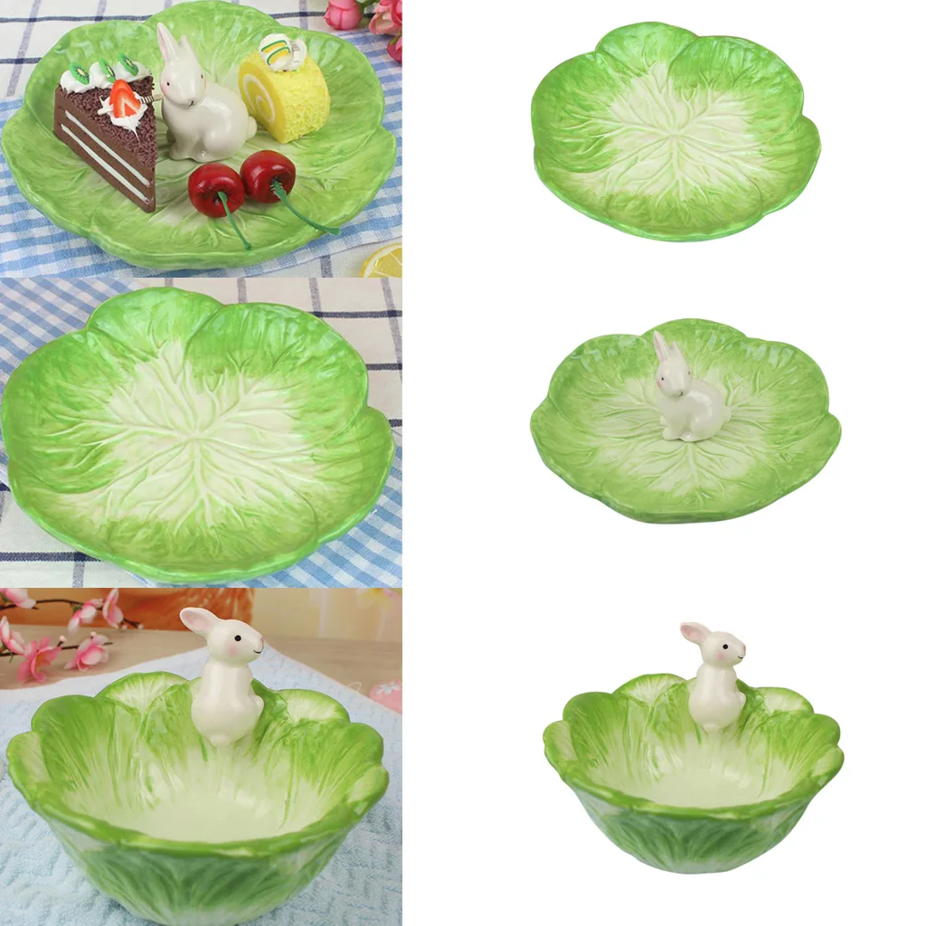 Novelty Fruit Tray Cabbage Rabbit Ceramic Plates Fruit Dessert Candy Dishes Restaurant Tray Platter Tableware