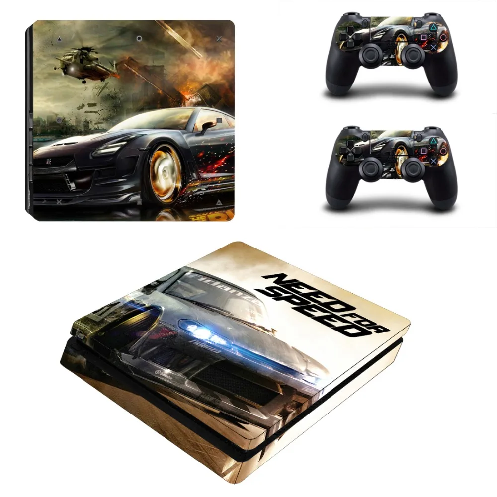 Наклейка Need for Speed PS4 Slim Skin Виниловая наклейка для консоли Playstation 4 и 2 контроллеров