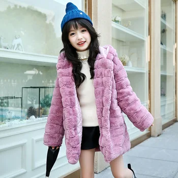 

2018 Winter Clothes New Pattern Girl Fashion Solid Color Keep Warm Long Villus Loose Coat