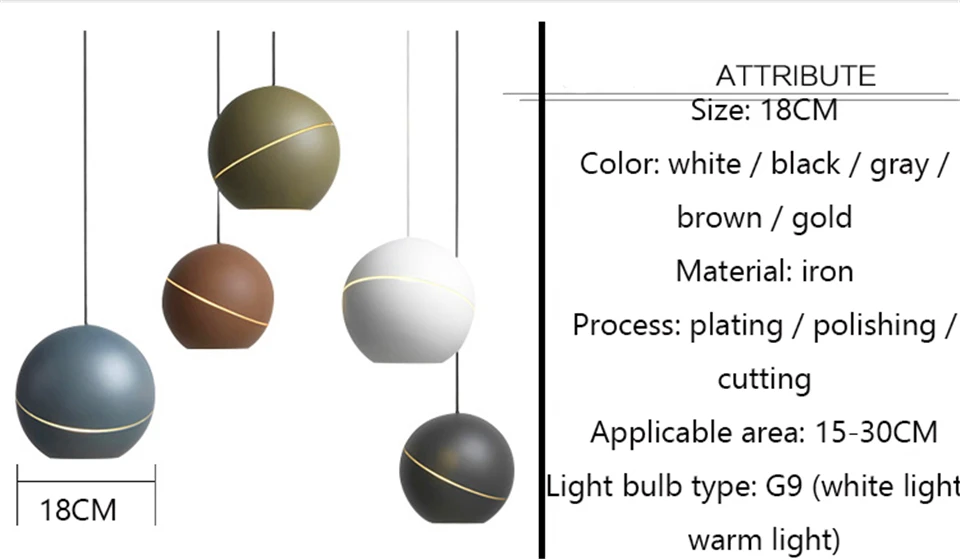 Modern LED G9 Hemisphere Pendant Lights Postmodernism Northern Europe LED Pendant Lamp AC 90-260V Bedroom Parlor Study Hanglamp