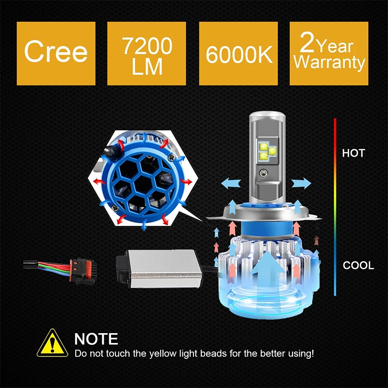 Автомобильные светодиодные фары OKEEN T1 H4 H7 LED H1 H3 H11 880 H13 9005 9006 9012 70 Вт 7000lm 6000K|Фара для