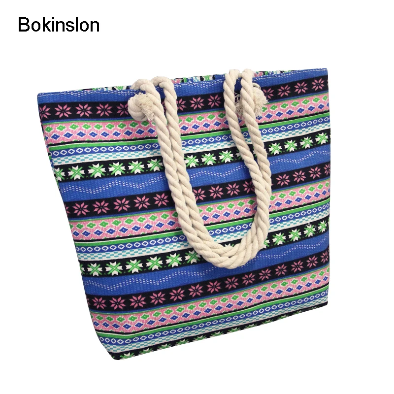 

Bokinslon Shoulder Bags Woman Canvas Nation Wind Ladies Handbags Bags Fashion Simple Female Popular Bags