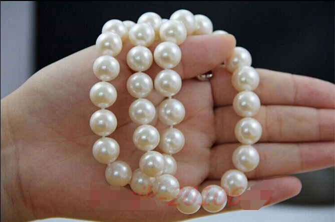 

HOT## Wholesale > 18" HUGE AAA 11-12MM PERFECT ROUND SOUTH SEA GENUINE WHITE PEARL NECKLACE 14KGP