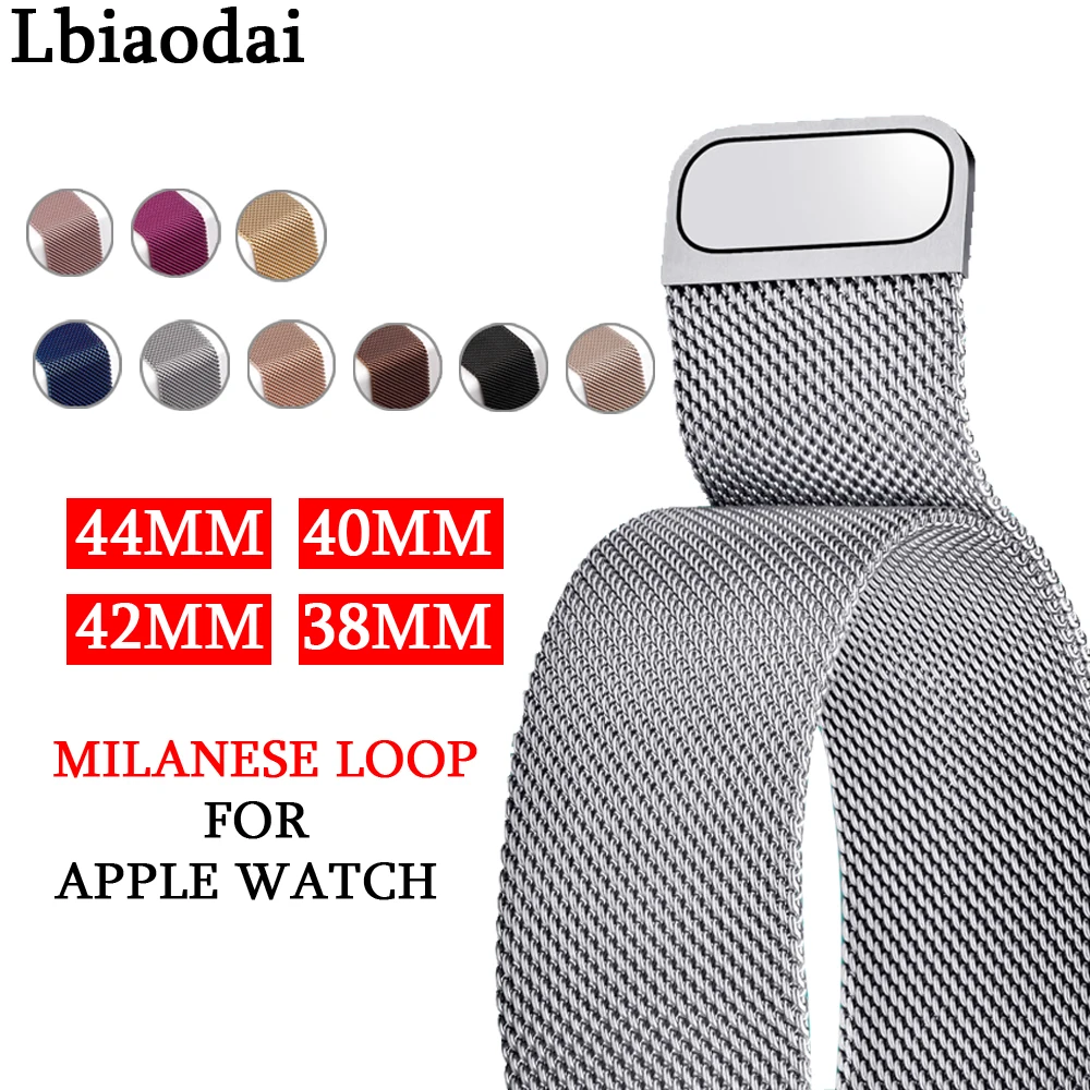 

Milanese Loop For Apple Watch 4 42mm 44mm 38mm 40mm iwatch band 4 3 2 1 bracelet Wrist Strap Watchband For Apple Watch band Gold