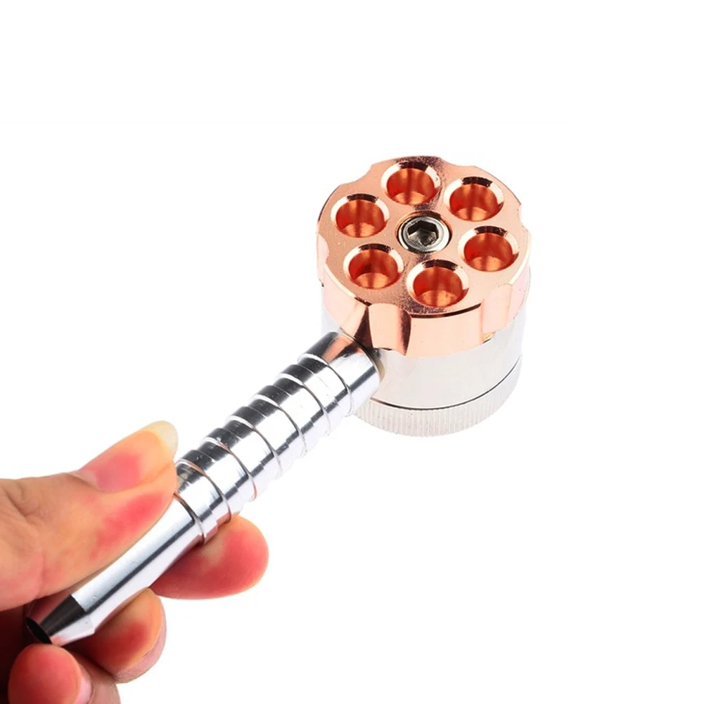 2 Uses zinc alloy Revolver Pipe weed grinder six shooter pipe 12cm