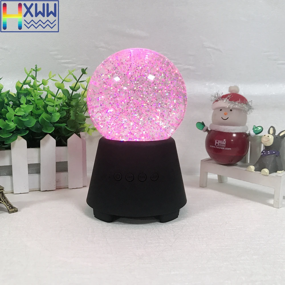 

HXWW Crystal ball with rotated water wireless Bluetooth speaker changed glow LED light music player