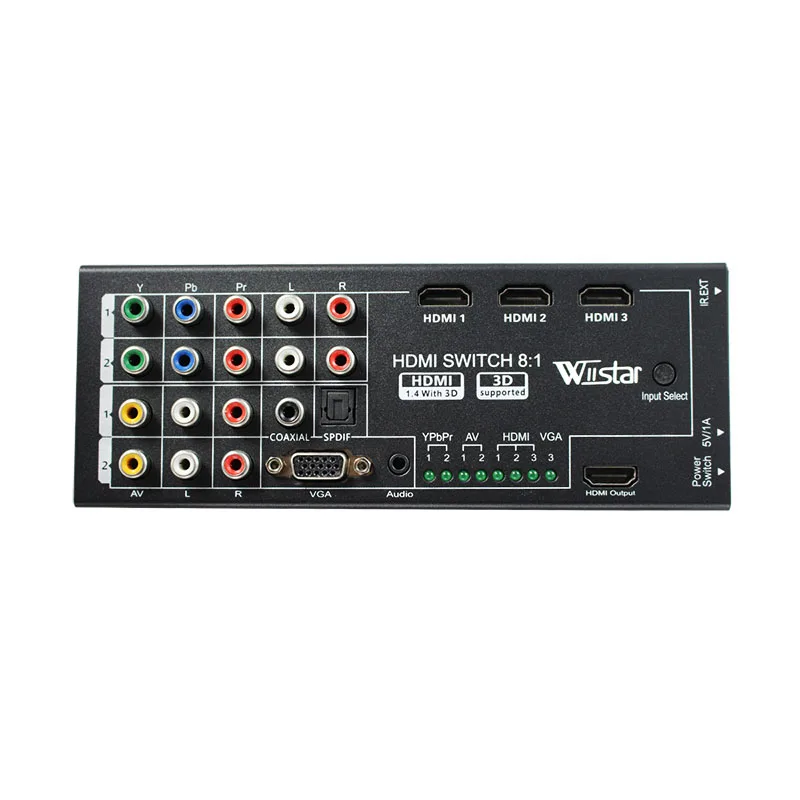  Wiistar Multi-functional HDMI Converter Switch 8 Input to HDMI+COAXIAL+SPDIF Output Support 3D and 