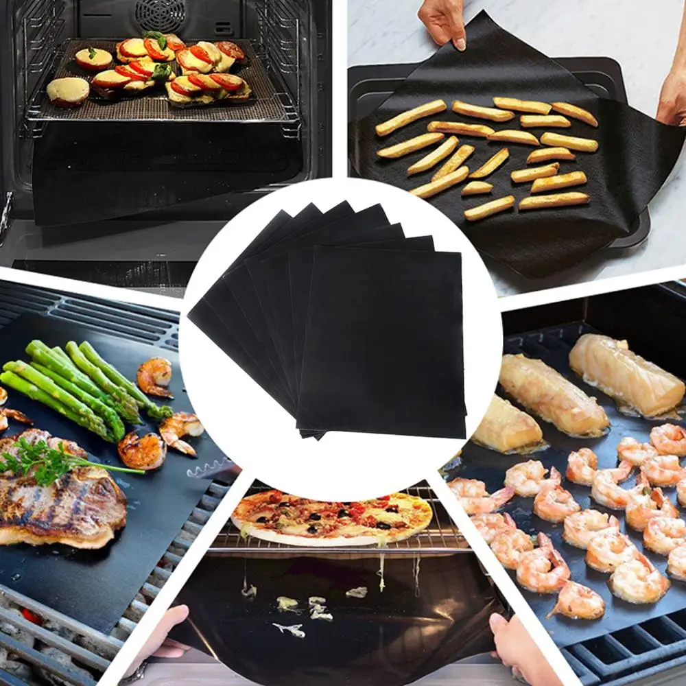 New 4Pcs BBQ Grill Mats barbecue pad Reusable NON Stick Surface Hot