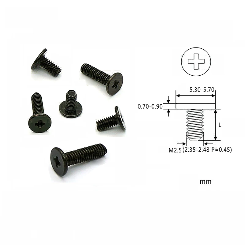 100 шт. винты с плоской тонкой головкой CM2.5 Phillips для ноутбука ремонта компьютера