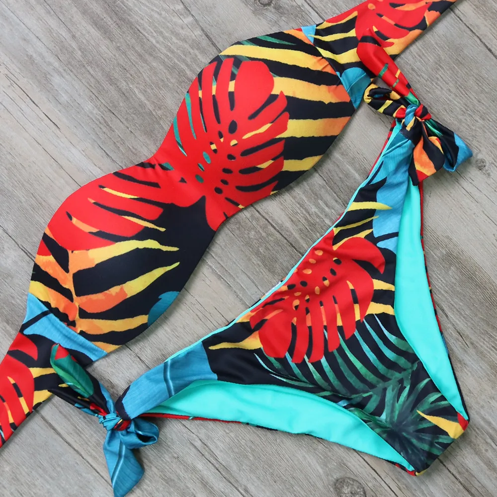 Print Tube Bikini Brazilian Bikini 2019 Bandage Sexy Bandeau Biquini Off Shoulder Swimwear Women Swimsuit Bikini Set Print Tube Bikini Brazilian Bikini 2019 Bandage Sexy Bandeau Biquini Off Shoulder Swimwear Women Swimsuit Bikini Set