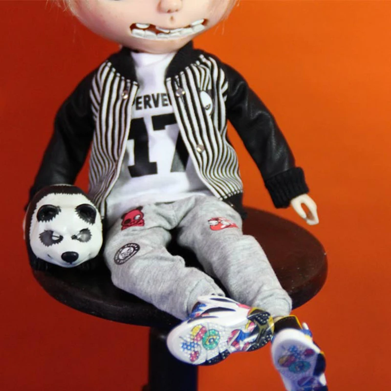 Модная одежда Blyth Doll, 1 комплект пальто с пандой белая футболка и штаны спортивный костюм для кукол Blyth Azone 1/6 BJD