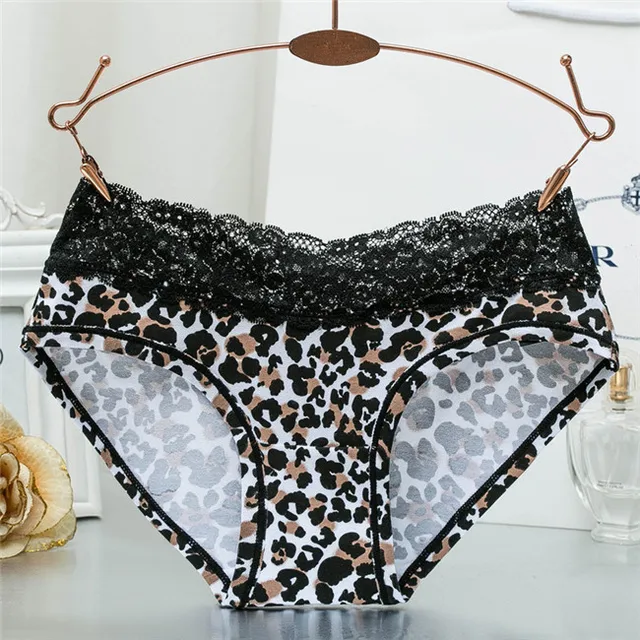 NITALY Sexy Lace Cotton Panties Women's Underwear Stripe Leopard Print Lace Cotton Briefs