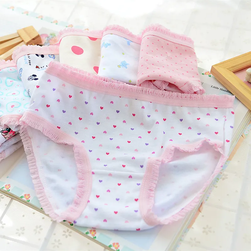

6pcs/pack Cotton Children girls underwears briefs soft comfortable panties cute sweet printed short underpants mixed color 1-10T
