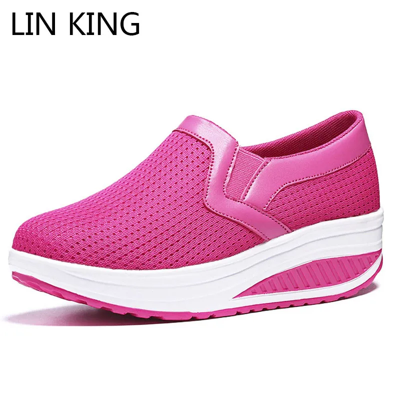LIN KING Breathable Slim Women Swing Shoes Wedges Platform Height Increase Shoes Slip On Lazy Light Casual Work Loafers Big Size цена LIN KING Breathable Slim Women Swing Shoes Wedges Platform Height Increase Shoes Slip On Lazy Light Casual Work Loafers Big Size цены онлайн