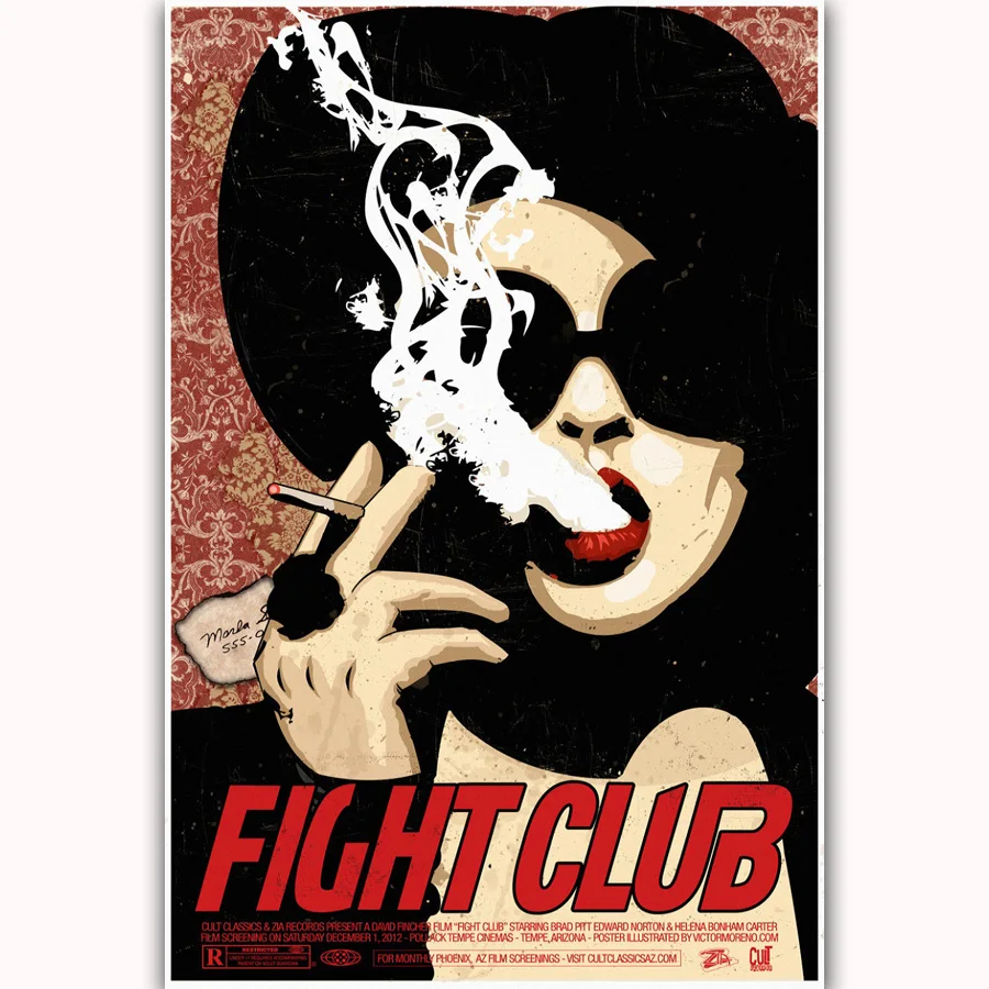 MQ109 Fight Club 1999 Classic Fighting Movie Film Vintage Hot New Art Poster Top Silk Light Canvas Home Decor Wall Picture Printings