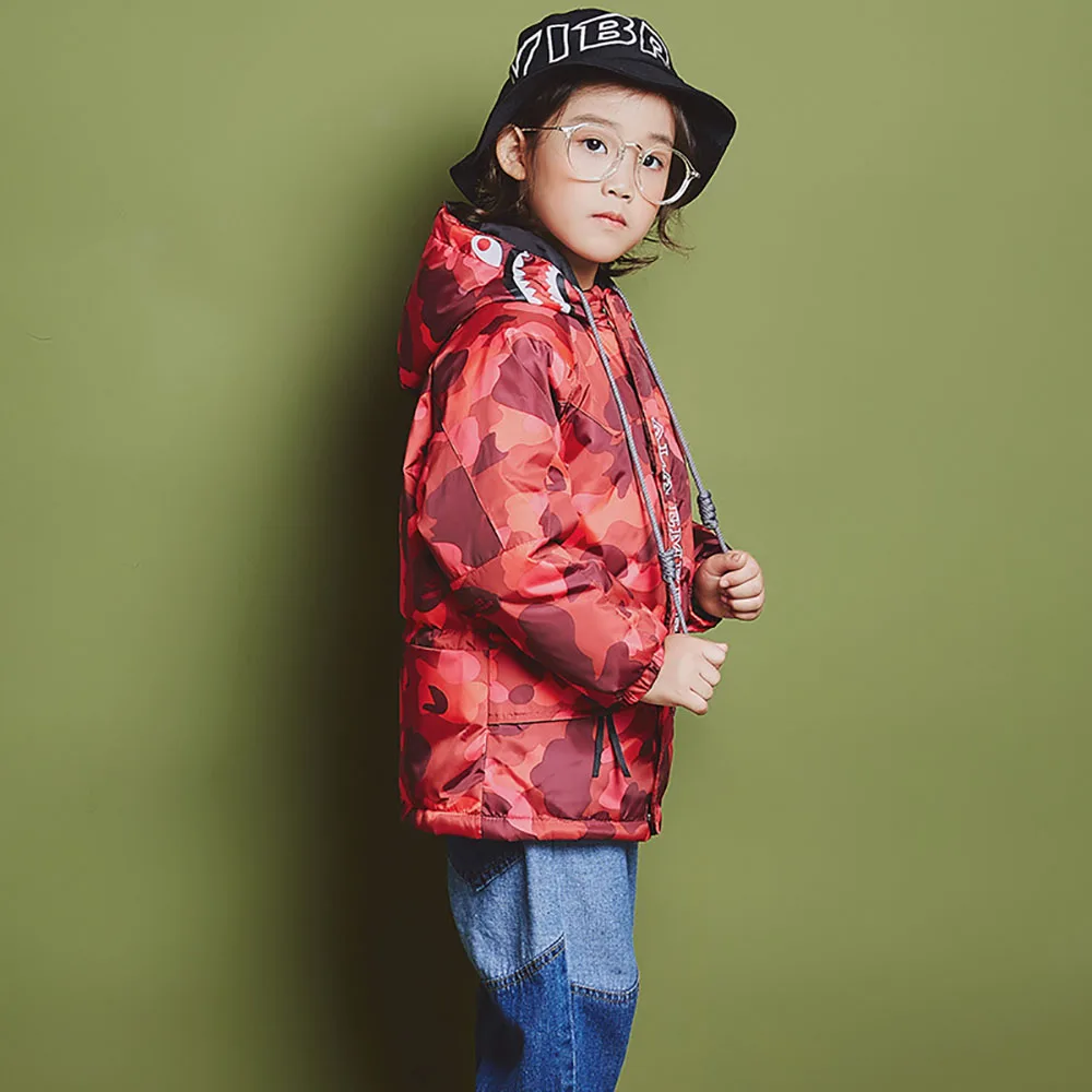 

NEW Children Winter Coat Boys Girls Winter Down Jacket Kids Warm Hooded Camouflage Jacket Outerwear 2-8 Years Kid Clothing 1721
