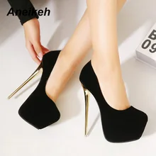 Aneikeh grande taille 41 42 43 44 45 escarpins Sexy mariage femmes chaussures fétiches talon haut décapant troupeau pompes 16 cm Zapatos Mujer