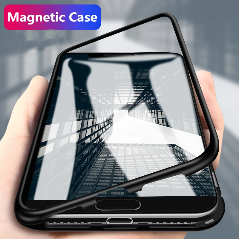 

Magnetic Case For Oneplus 7 Pro Metal Frame Magnet Flip Shell For One Plus 6T 5T Cover For Oneplus 6 7 Glass Back Cover EEMIA