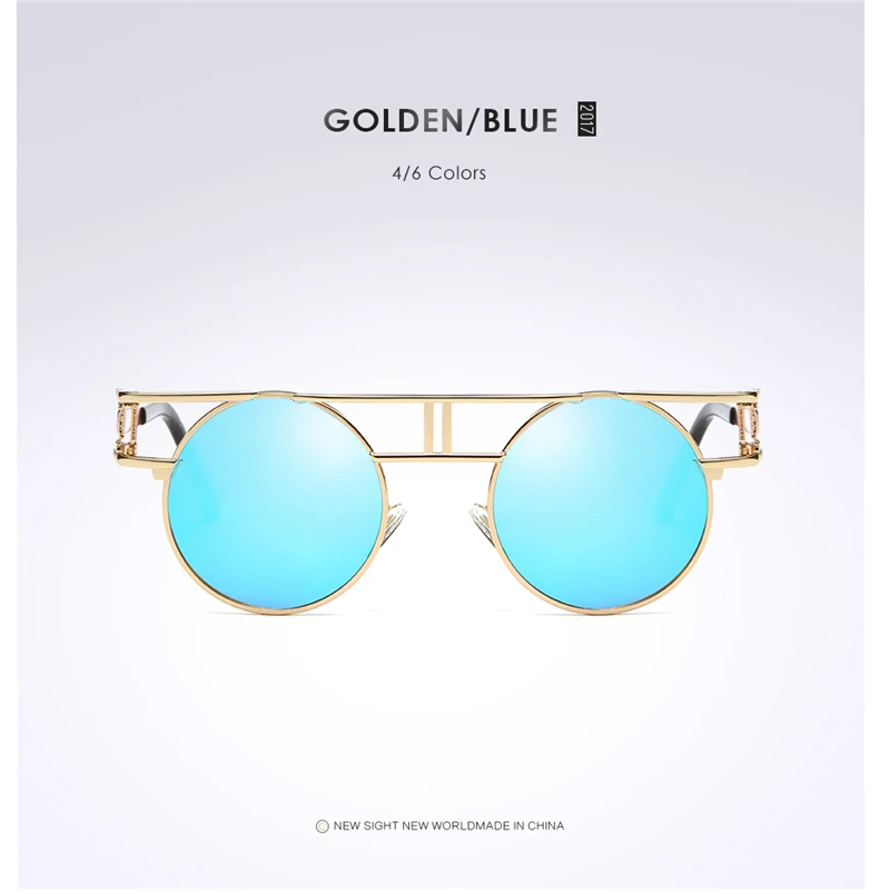 Женские брендовые дизайнерские круглые мужские готические солнцезащитные очки винтажные очки королевская Девушка Качество Металлические поляризованные стимпанк Солнцезащитные очки