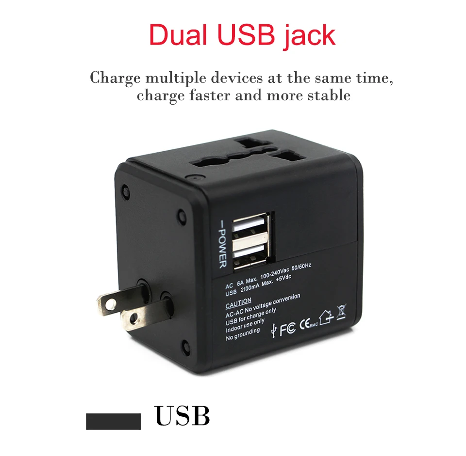 Universal Travel Adapter Dual USB Wall Charging Sockets US UK AUS EU CN Plug Quick Charger Adapter Electric Plugs Sockets (10)