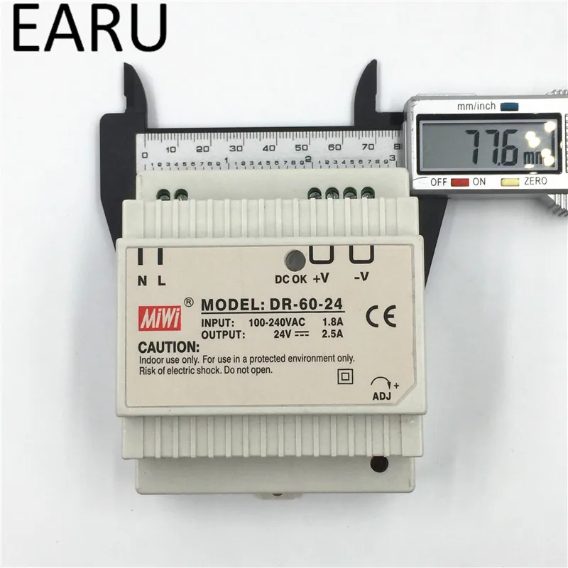 1 шт. din-рейка переключатель питания 60 Вт 24 В 2.5A Выход AC DC конвертер DR-60-24 хорошее качество OEM напряжение трансформатор адаптер