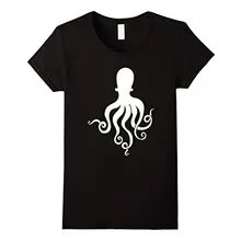 Осьминог футболка. Морской море щупальца кальмаров силуэт Для женщин футболка Лето г. хлопок леди Повседневное короткий рукав футболки