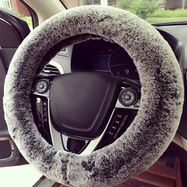 Buy Faux Rabbit Fur Car Steering Wheel Cover Black