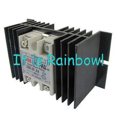 

Free Shipping Temprature Control Solid State Relay SSR 25A 80-280V AC 24-380V AC + Heat Sink