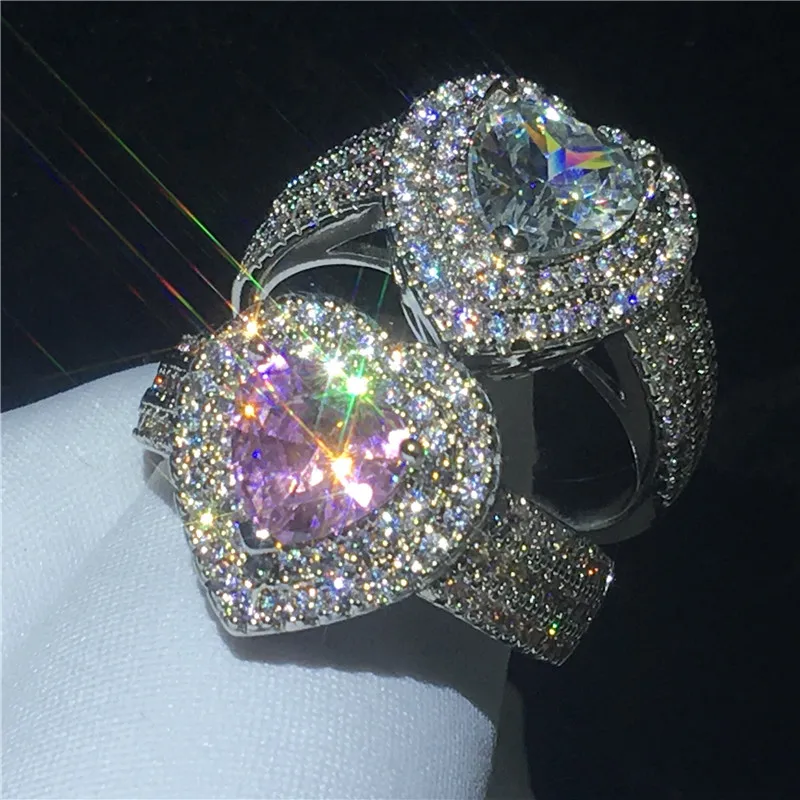 

Classic Heart shape ring 925 Sterling silver 5A AAAAA Cz Engagement wedding band rings for women men Jewelry 2 colors select