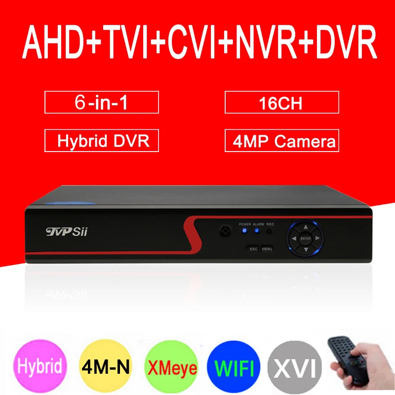  4mp CCTV Camera Red Panel Hi3521D XMeye 4M-N 16CH 16 Channel H265+ 6 in 1 WIFI Coaxial Hybrid Onvif