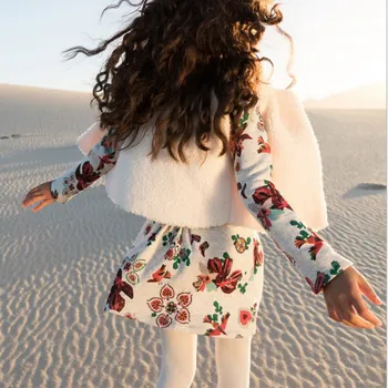 

Little maven kids brand 2017 winter new baby girls clothes Cotton vest+ dress floral girl thick warm two -piece dress S0295