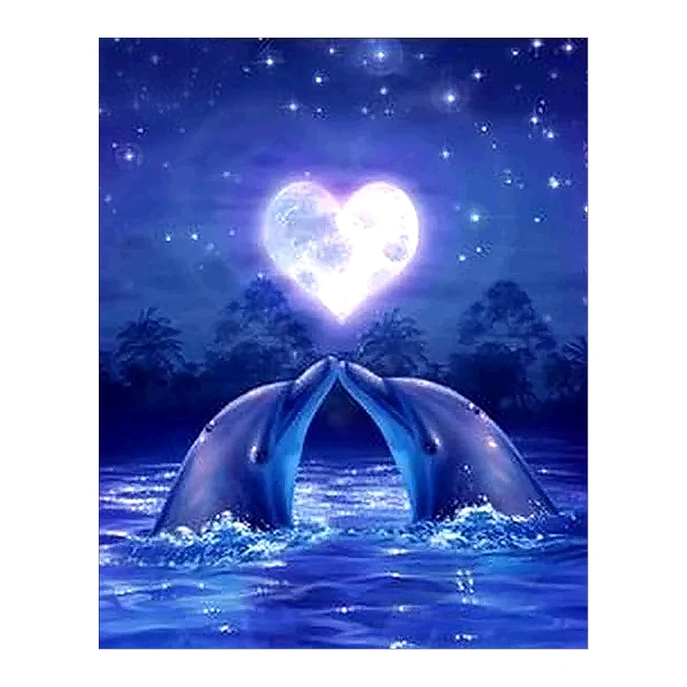 Дельфин 5D алмазная картина морская лошадь DIY Вышивка крестиком домашний декор - Цвет: Синий