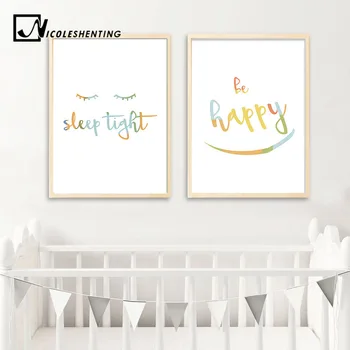 

Sleep Eye Cartoon Nursery Quote Wall Art Canvas Posters Prints Minimalist Paintings Wall Picture Baby Kids Bedroom Decoration