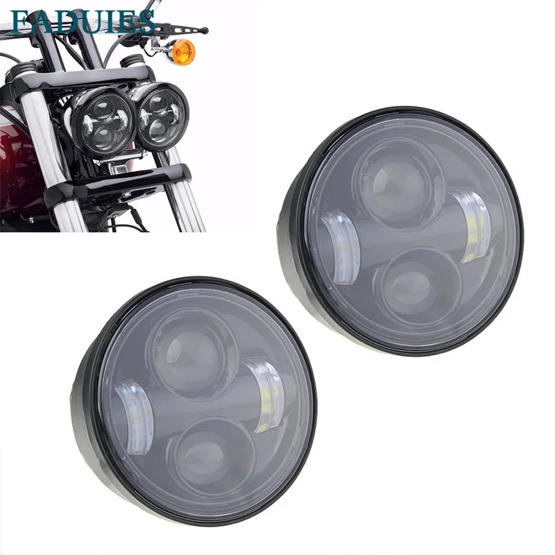 1 4.65 Dual LED Headlights for Harley Dyna Fat Bob  (4)