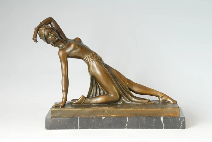 

Bronze sculpture angled dancer women statue antiques home office decoration