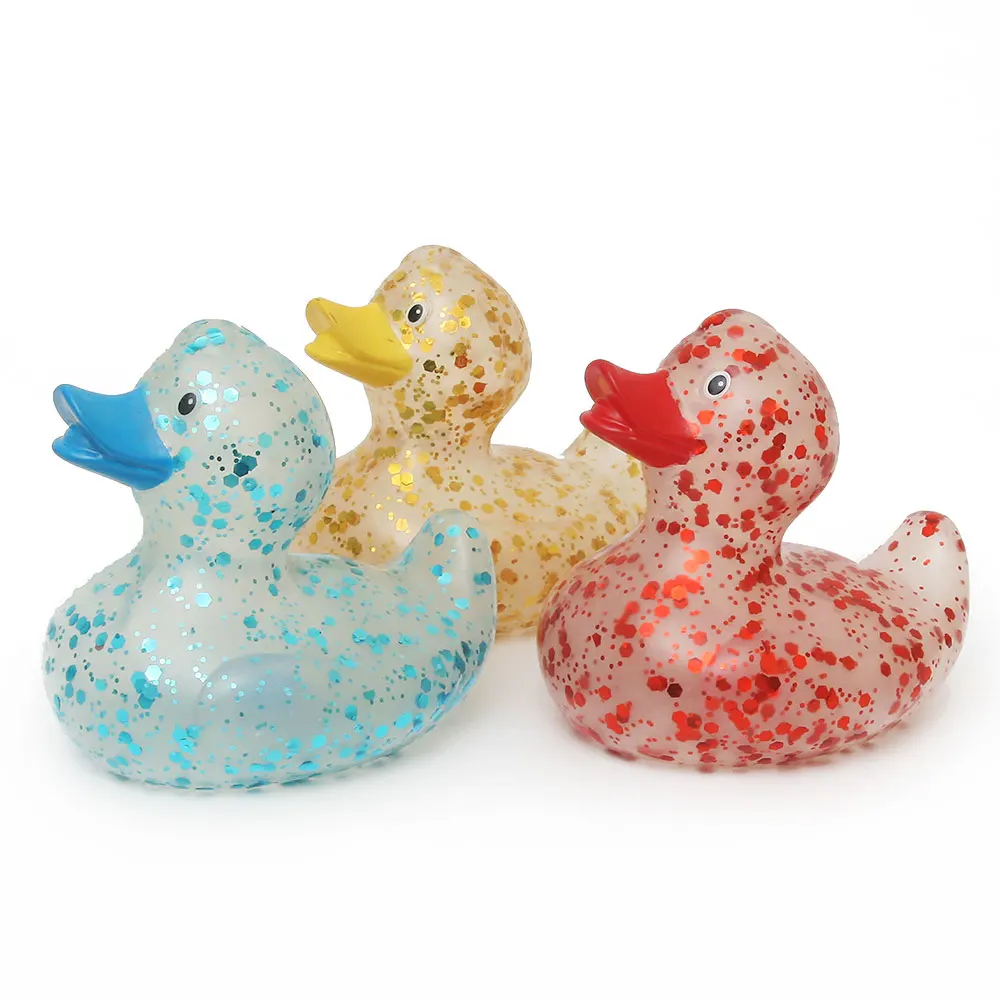 3 Pcs Rubber Duck transparent Swimming Water Toys ducks Colorful Soft Floating  Bathing Toy For Baby Bath Toys