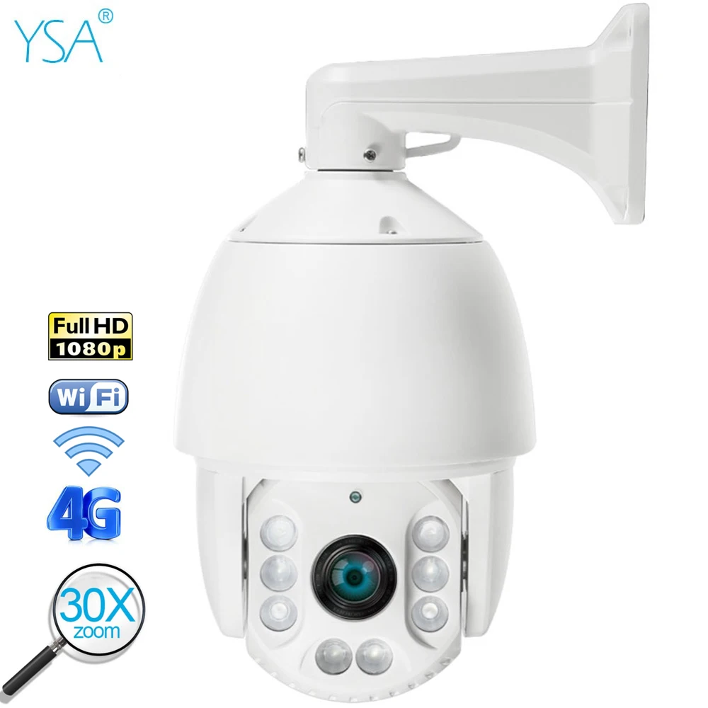 

4G SIM Card 1080P Wireless Wifi Security Camera Outdoor Speed Dome PTZ IP Camera 300M IR Night Vision 30X Optical Zoom CCTV Cam