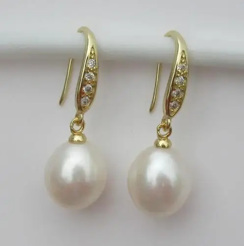 

Free shipping huge 11-12MM NATURAL real SOUTH SEA white PEARL Dangle EARRINGS 925silver