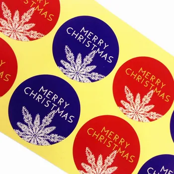

80PCS/Lot Snow flower Merry Christmas series Circle adhesive Sealing sticker Students' DIY work toolFunny baking packaging label