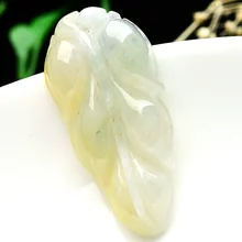 Натуральный нефритовый лед Huang Fei листья Бирма виды льда нефрит кулон восковой карьера в нефритовый кулон