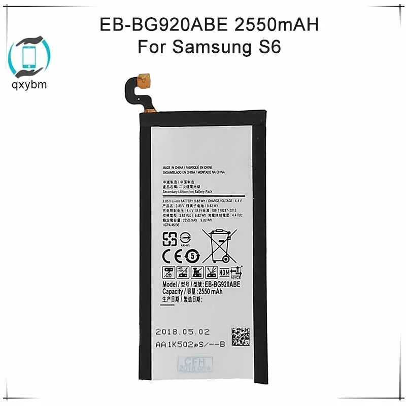 

2550mAh 3.85V Li-Polymer Internal Replacement Battery for Samsung EB-BG920ABE for Galaxy S6 G920A G920P G920T G920V