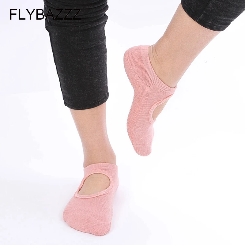 

2018 New Style 100% Cotton Yoga Pilates Socks Women Backless Ballet Heated Socks Terry Deodorant Non-slip Floor Sports Socks