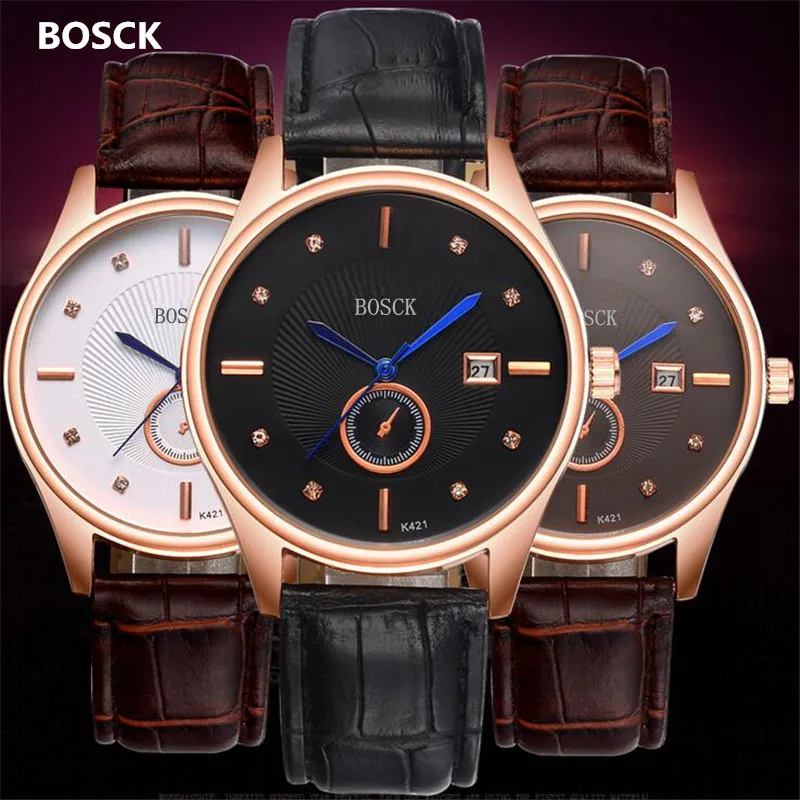 

BOSCK 253-1, luxury men's watch, watch of wrist of high-end brands, calendar waterproof leisure quartz watch, fashion watch